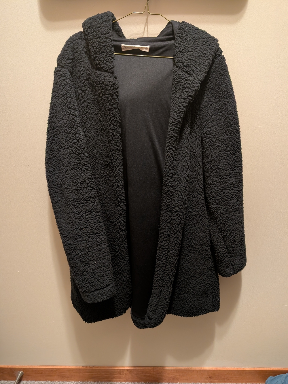 Plush Hooded Teddy Coat - Women's Black Sherpa Jacket